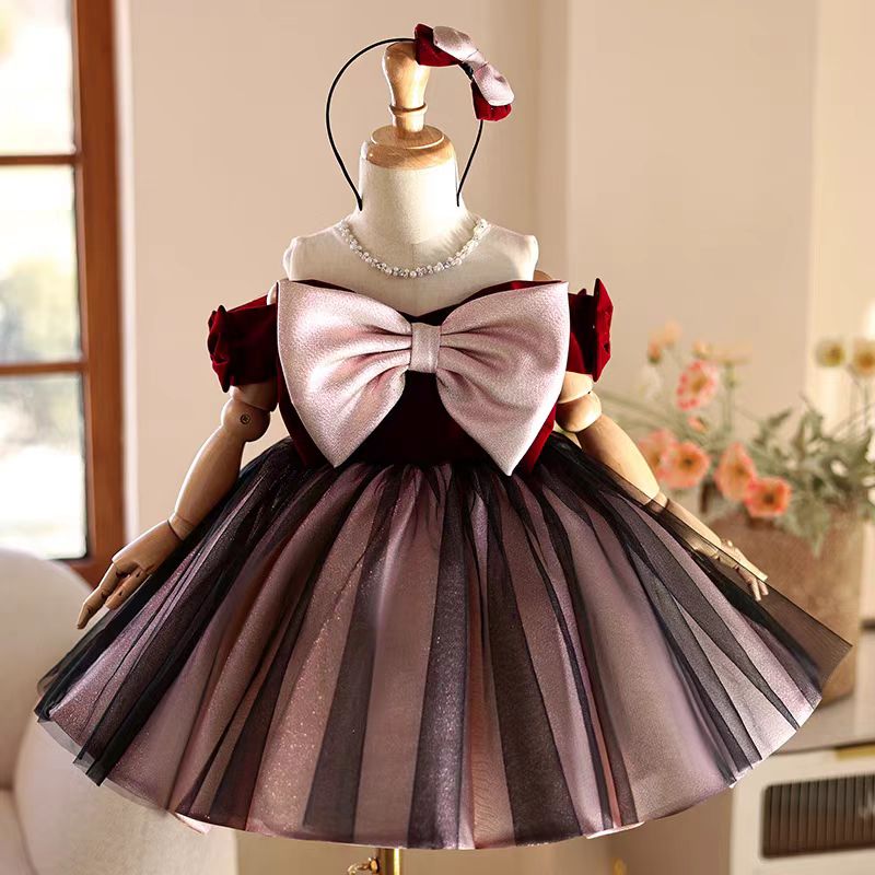 Jill Wish J464 Elegant Burgund - đánh giá và giá Toddler Girl Tulle Party Dress