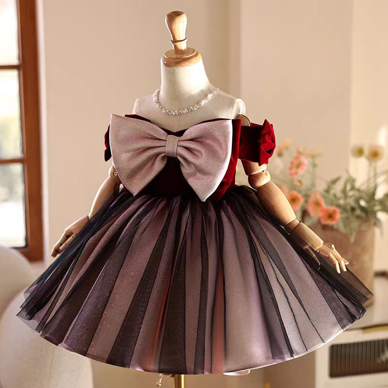 Jill Wish J464 Elegant Burgund - đánh giá và giá Toddler Girl Tulle Party Dress