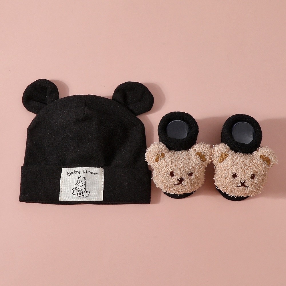 2Pcs/Set Cotton Baby Hat Socks - đánh giá và giá Infant Beanie Hat With Ears