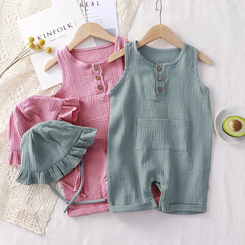 2Pcs/Set Baby Summer Clothing  - đánh giá và giá Baby Summer Linen Sleeveless Jumpsuit