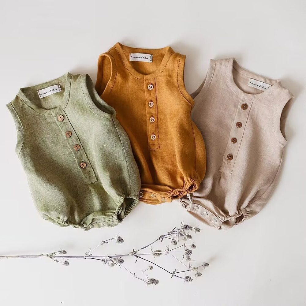 Newborn Baby Boys Linen Cotton - đánh giá và giá Baby Summer Linen Sleeveless Jumpsuit