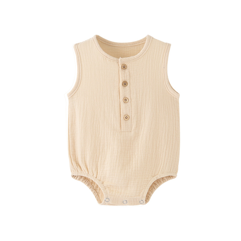 Summer Solid Newborn Baby 100% - đánh giá và giá Baby Summer Linen Sleeveless Jumpsuit